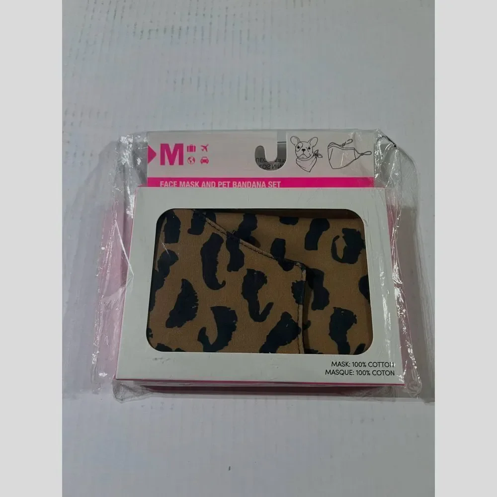 MYTAGALONGS PET Abstract Leopard Face Mask & PET Bandana Set In Multi